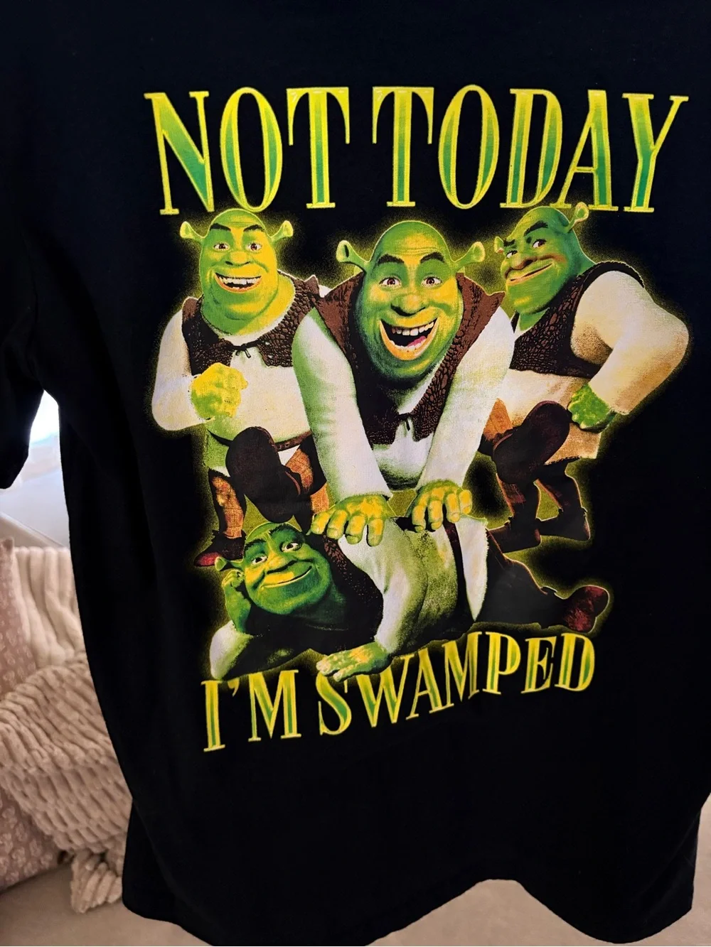 Shrek Black Graphic Tee with Neon Green Logo - Picture 2 of 2